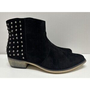 BUCCO women size 8 black fashion ankle Booties with  Zipper & studs accent